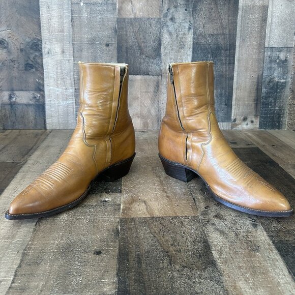Tony Lama Vintage Gold Label Ankle Side Zip Western Cowboy Boots Mens 9 EE - Picture 3 of 12